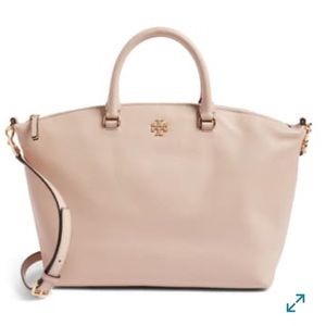 Tory Burch Frida Leather Satchel in Light Oak